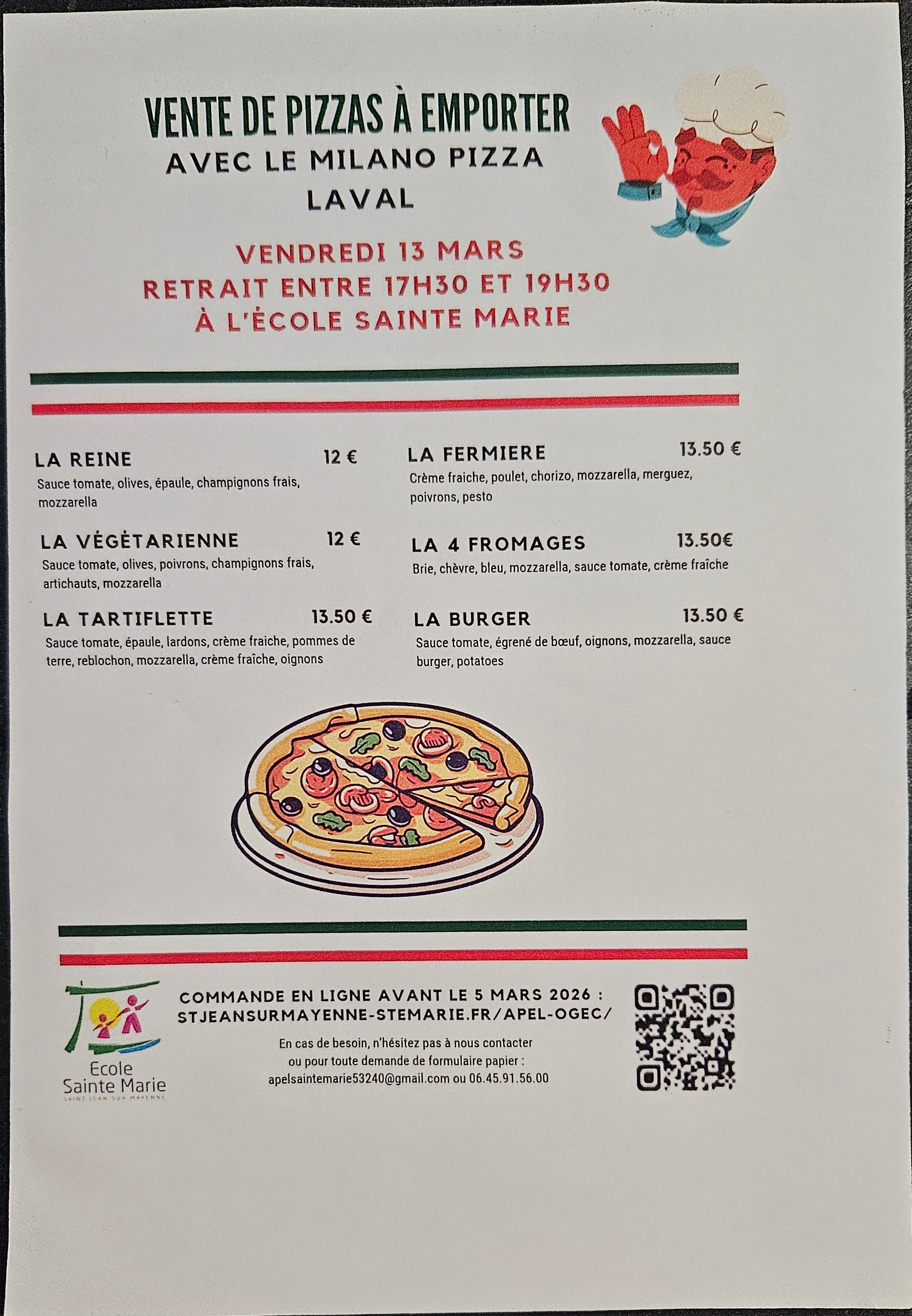 vente de pizzas à emporter